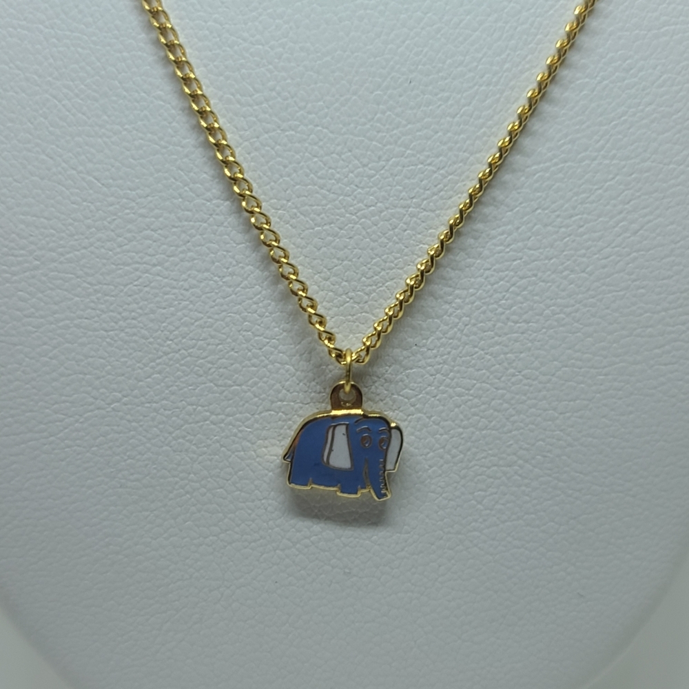 Cute elephant charm necklace, blue elephant charm